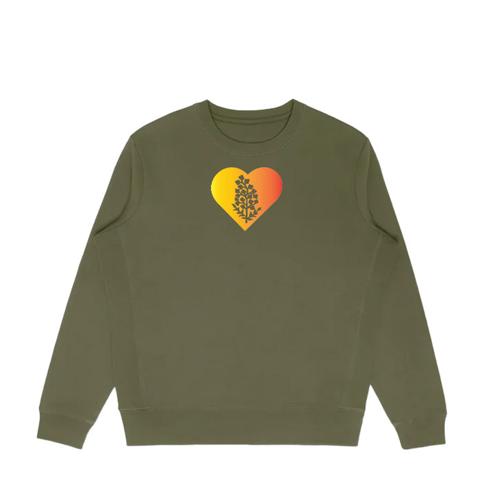 Floral Design Olive Green Crewneck