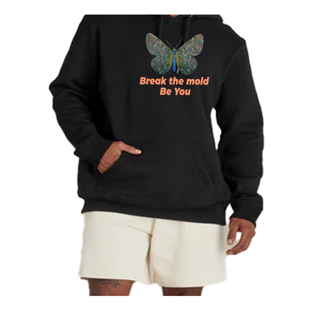 Peacock in Butterfly Shape - Organic Cotton Hoodie