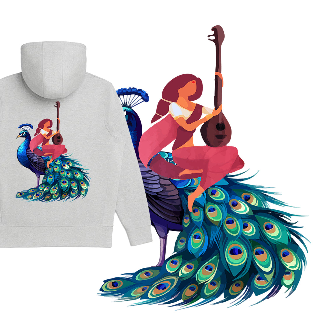 Prithvi (पृथ्वी) Mother Earth Mounted on a Peacock - GOTS® Cotton Hoodie