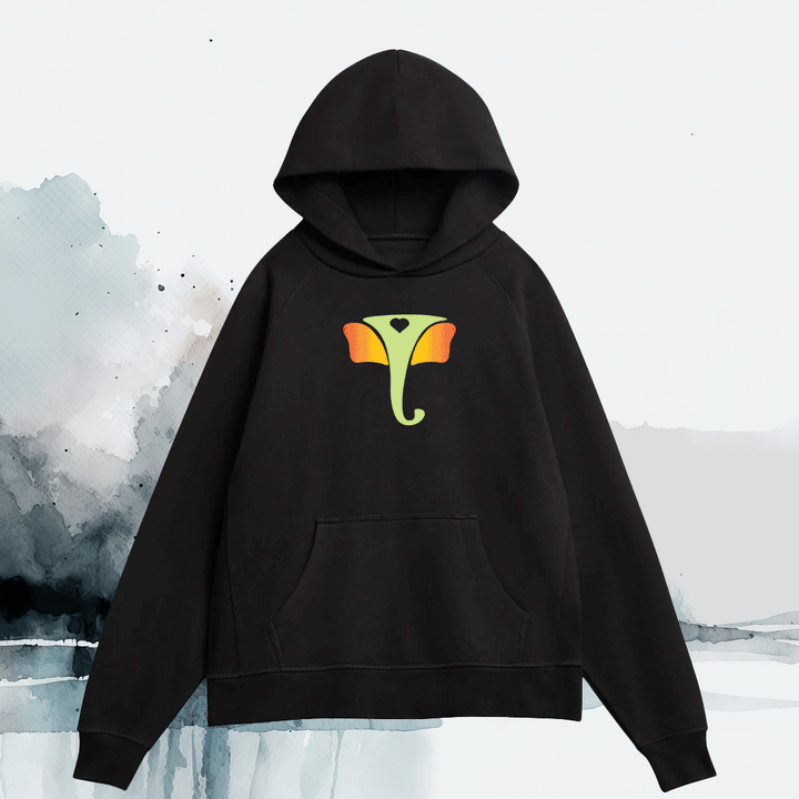 Vakratunda Elephant Design on a Heavyweight Hoodie