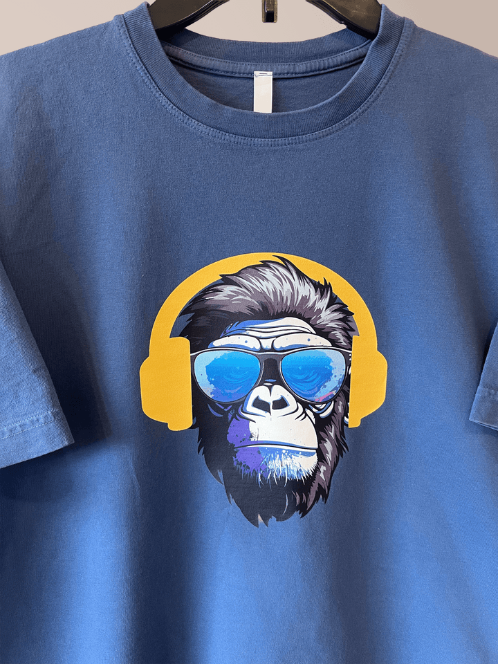 Organic Heavyweight Tee – Monkey Chill Vibe Graphic - Heavyweight Terry Short - sleeve