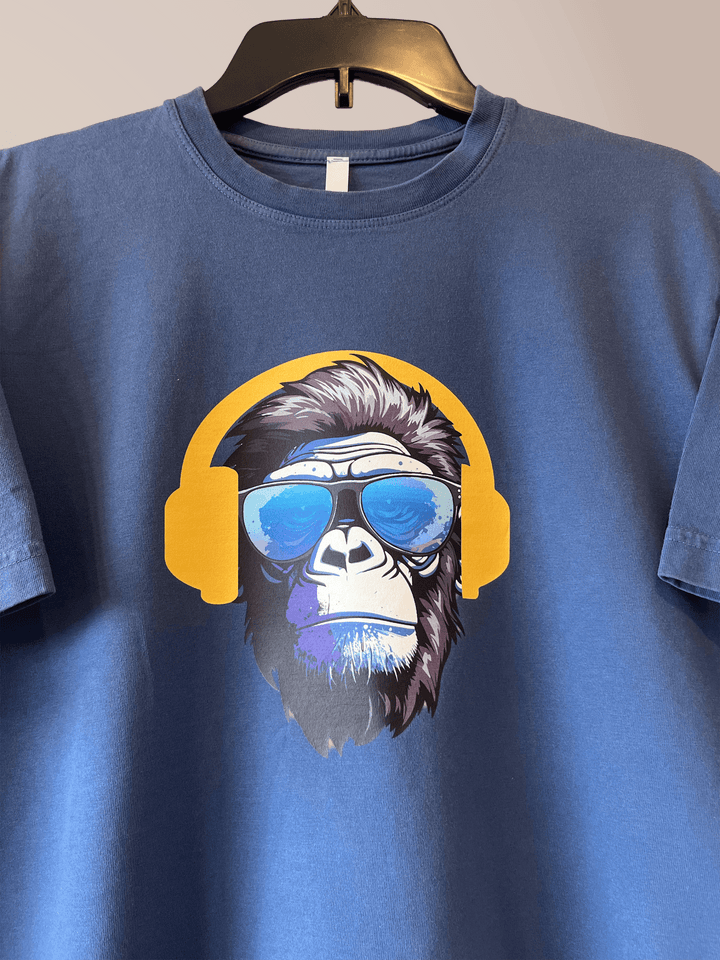 Organic Heavyweight Tee – Monkey Chill Vibe Graphic - Heavyweight Terry Short - sleeve