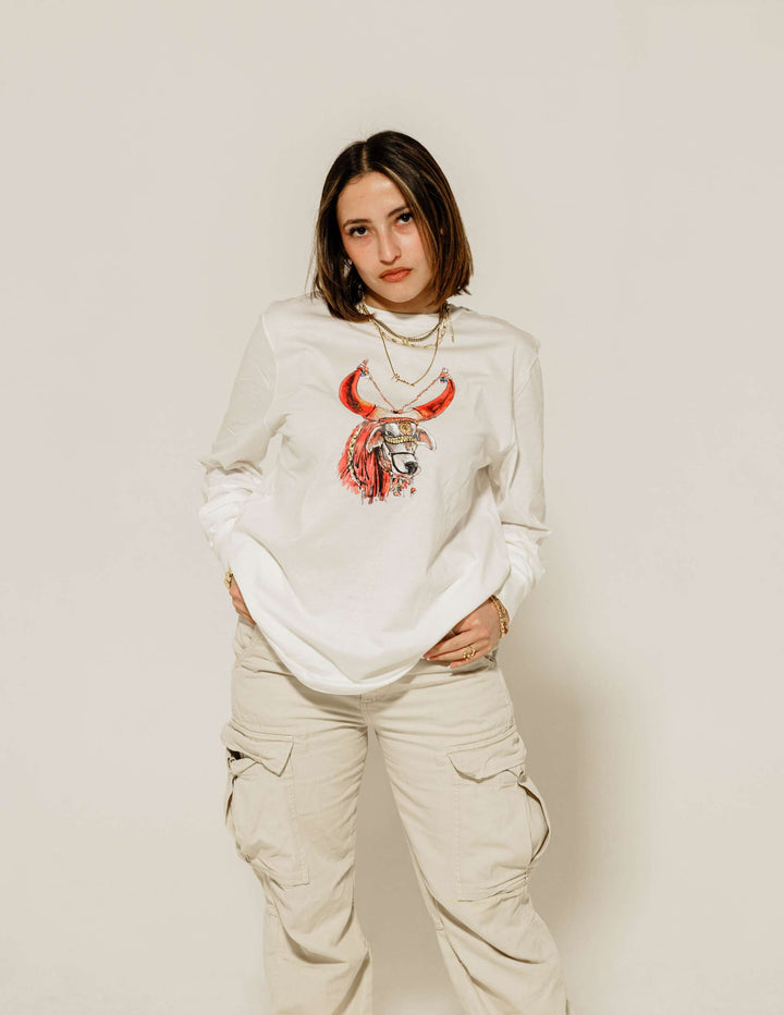 a female model wearing red bull Nandi Tee - 10