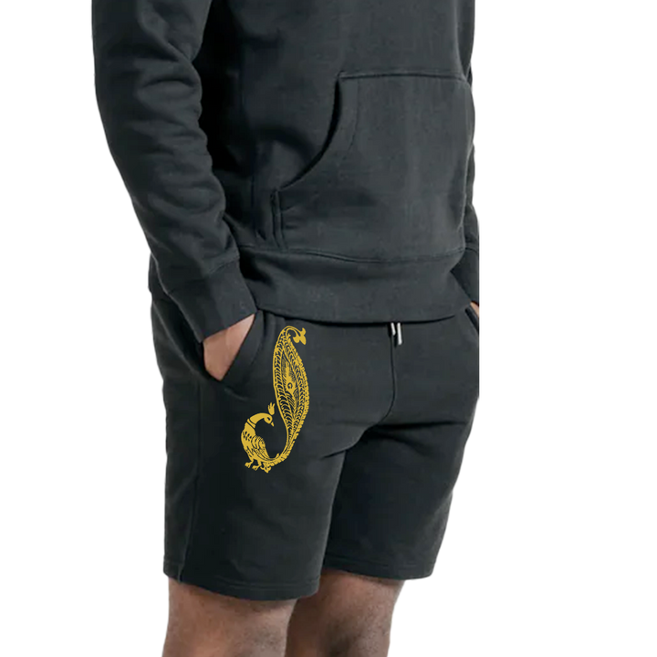 Peacock in Luxury Gold Cotton Black Shorts