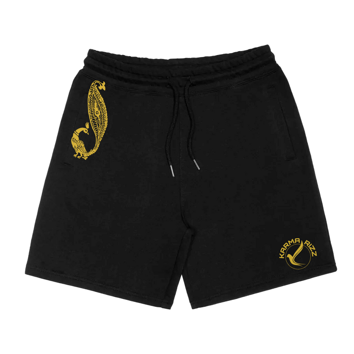 Peacock in Luxury Gold Cotton Black Shorts