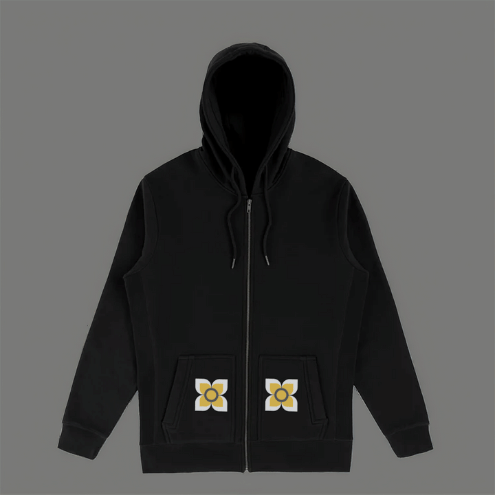 Zip-up Hoodie with design on Kangaroo Pockets