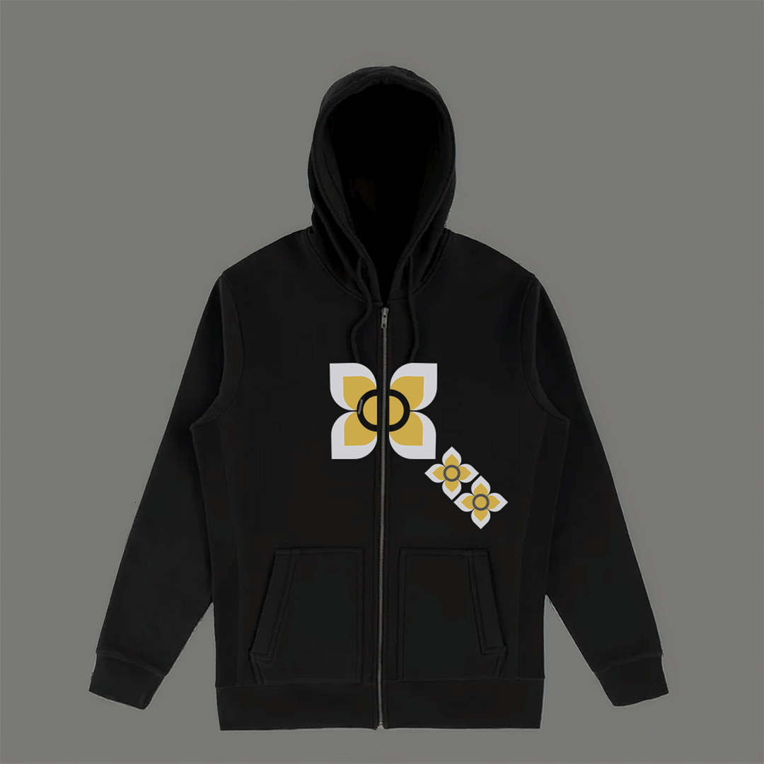 Black Zip-Up Hoodie with Modern Design